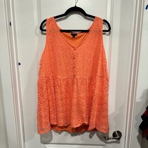 Torrid Size 3 Babydoll Lace V-Neck Tank - Orange